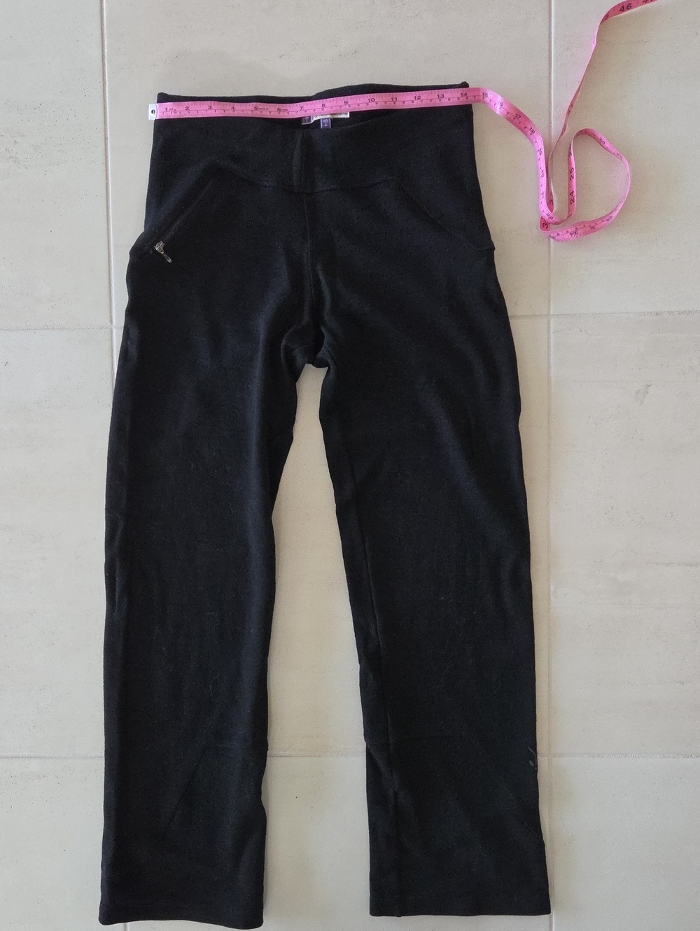 ibex Small Black Womens Straight Leg Leggings/Pants with Zip Pocket